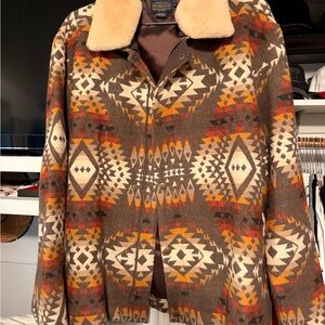 Pendleton Brown and Orange Aztec Jacket with Cream Collar